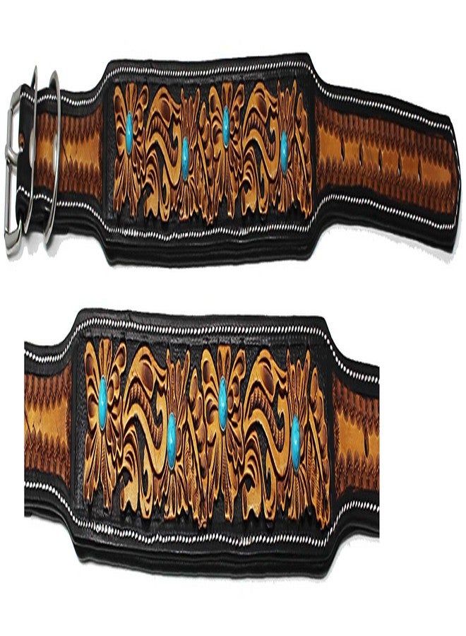 Challenger Small 13''- 17'' Padded Leather Dog Collar Heavy Duty Floral Tooled 60FK16 - Image 2