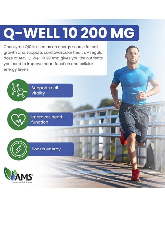 AMS كبسولات هلامية ناعمة من CoQ10 بتركيز 200 ملجم، مكمل غذائي يحتوي على إنزيم Q10 وفيتامين E، 60 كبسولة - Image 4