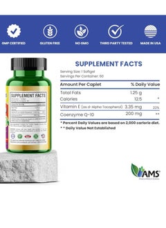 AMS CoQ10 200mg Softgels, Nutritional Supplement with Coenzyme Q10 and Vitamin E 60 Capsules  - Image 5