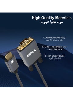 MOWSIL HDMI to VGA Cable 2Mtr, Gold-Plated HDMI to VGA Cable Male to Male Compatible for Computer, Desktop, Laptop, PC, Monitor, Projector, HDTV, Chromebook, Raspberry Pi, Roku, Xbox  - Image 2
