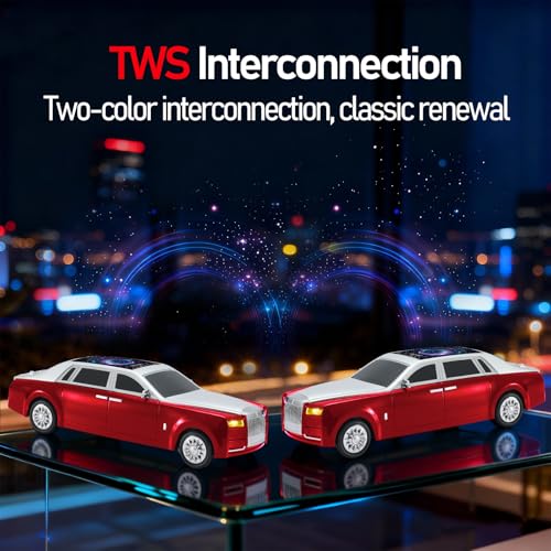 WSTER WS-610 Luxury Sedan Replica Bluetooth Speaker – LED Starry Sky Screen Display, HD Sound, TWS Stereo,FM Radio, USB/TF Playback, Built-in Microphone, Portable Wireless Gift for Car Enthusiasts (Red) - Image 5