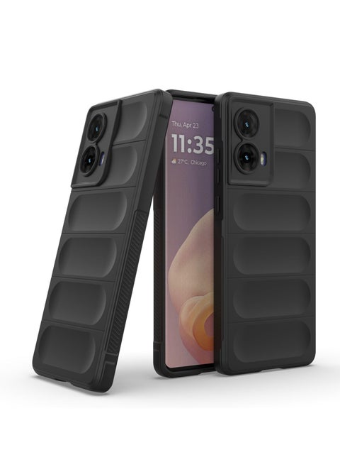 Motorola G85 5G Case Cover, Heavy Duty 3D Striped Pattern Sensory Soft Silicone Full Portection Shockproof Phone Case Black