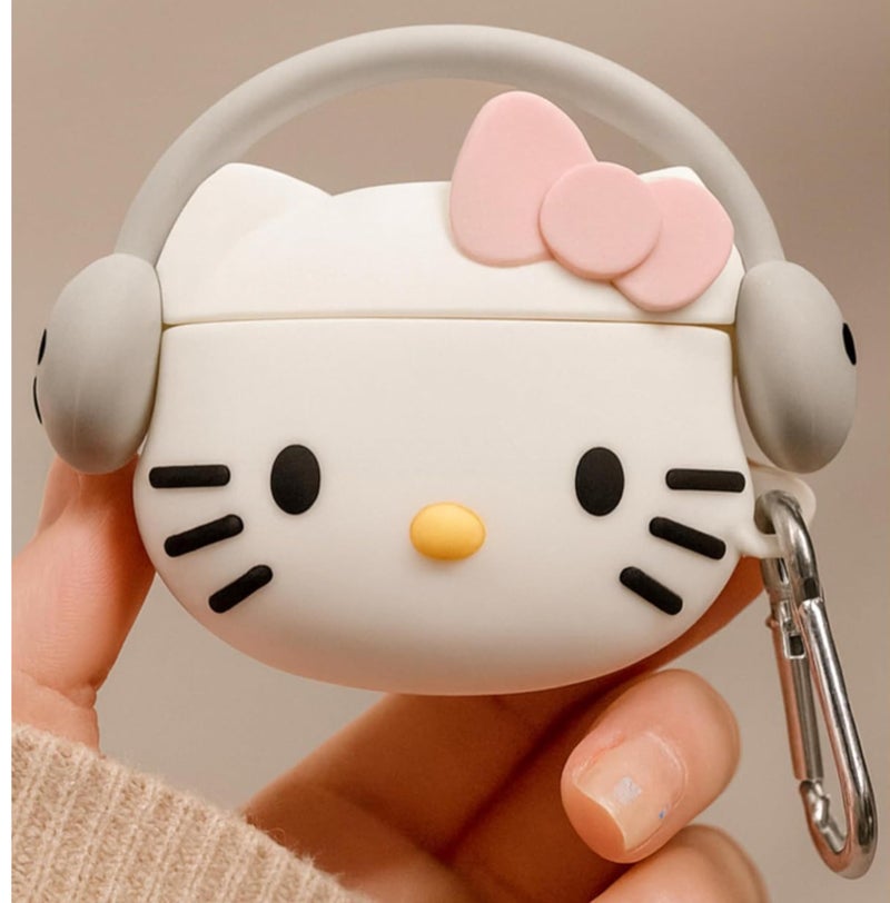 Emoh Roced Compatible for AirPods Pro 2 Case with Keychain, Drop Protection, Protective Case, Supports Wireless Charging Cover for AirPods Pro 1st/2nd Generation (2022/2019)- (Kitty White) - Image 1