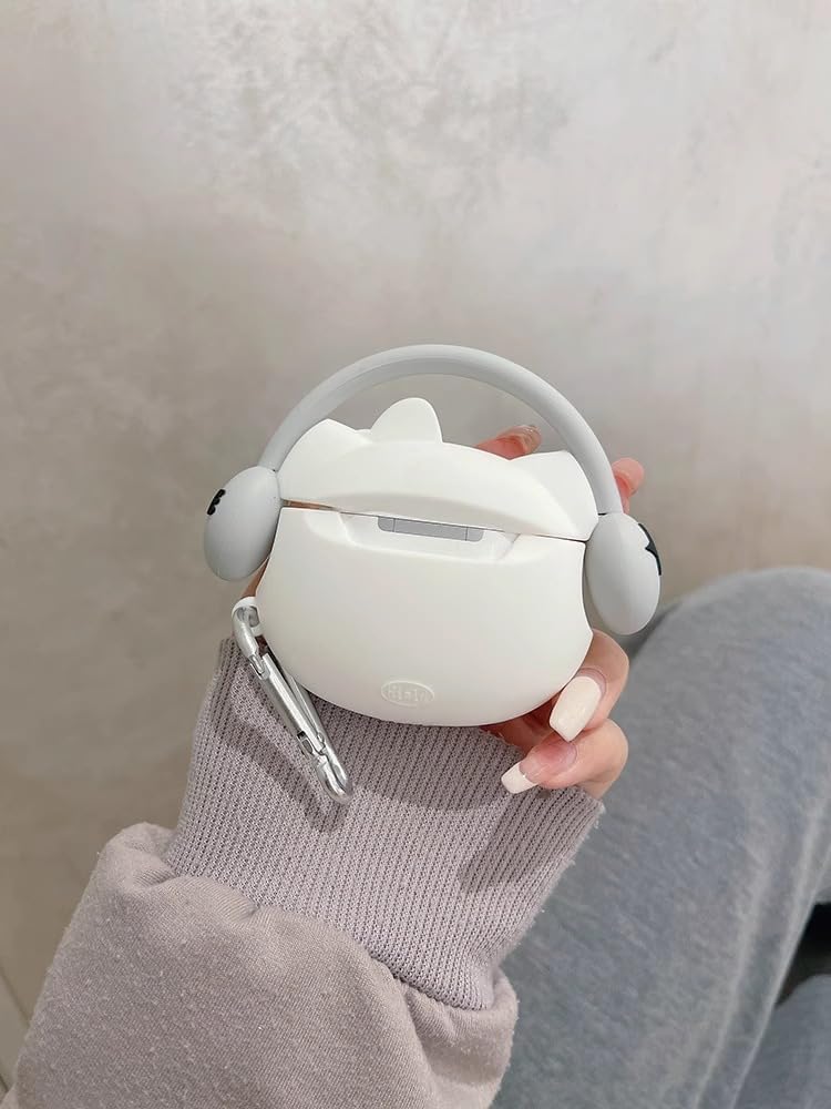 Emoh Roced Compatible for AirPods Pro 2 Case with Keychain, Drop Protection, Protective Case, Supports Wireless Charging Cover for AirPods Pro 1st/2nd Generation (2022/2019)- (Kitty White) - Image 3