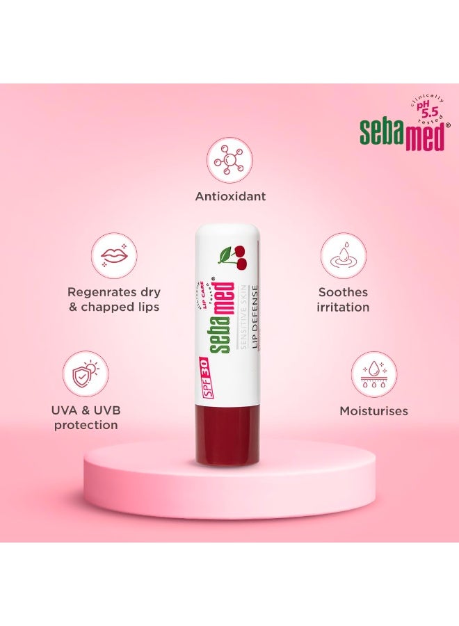 Sebamed Lip defense 4.8gm, Cherry | SPF 30 |Lip balm for Dry & Chapped lips with natual oil & Vitamin E | UV protection | Dermatologically tested - Image 3