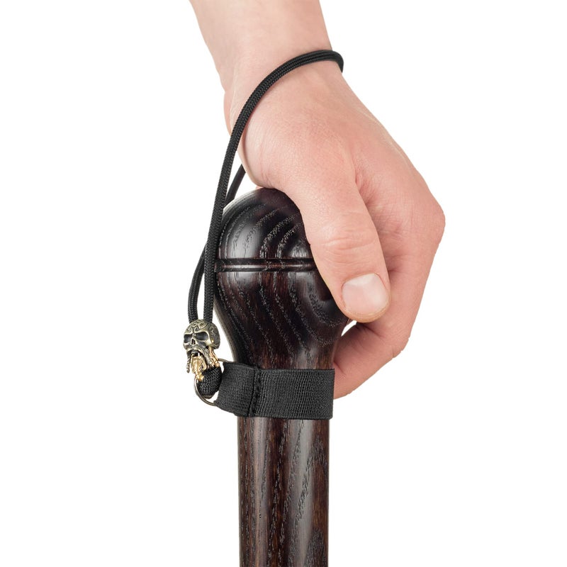 Asterom Handmade Walking Stick for Men - Solid Hardwood Carved Cane with Unique Paracord Skull Strap (Nutcracker) - Image 4