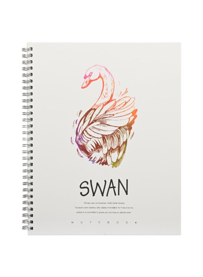 FIS Notebook Double Loop Spiral Binding, Hard Cover Materials, Size 10x8" Inches, 8mm Single Line Ruling, 96 Sheets, 192 Pages, Packet of 5 Pieces, Swan Cover Design 4-FSNBSHC1896-SWA4  - Image 4