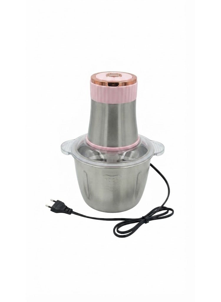 Stainless Steel Electric Food Chopper, 3L Capacity, 4 Blades with Steel Gear, 4-Speed Control, Silver - Image 1