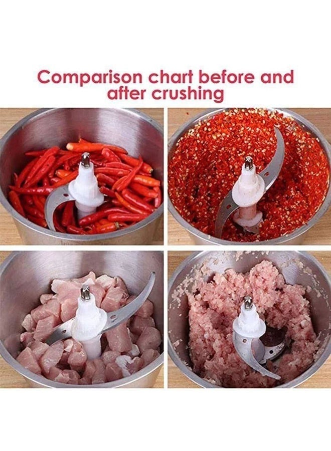 Stainless Steel Electric Food Chopper, 3L Capacity, 4 Blades with Steel Gear, 4-Speed Control, Silver - Image 3