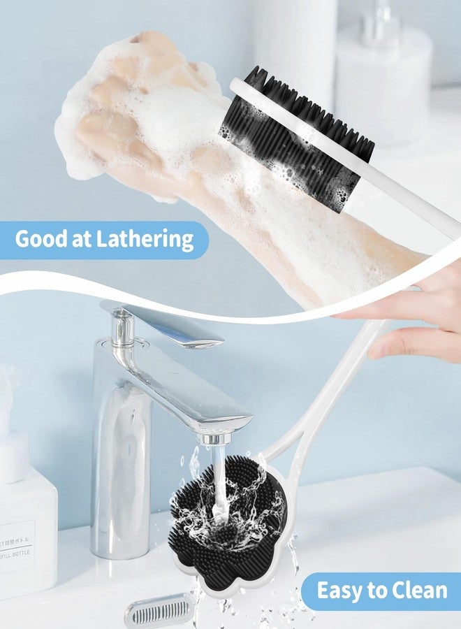 Manmihealth 15.7" Cute Silicone Back Scrubber with Long-Handle, Dual Use Back Brush for Shower with Super-Soft Silicone Bristles, Paw-Shaped Shower Body Scrubber for Sensitive Skin (Black) - Image 5