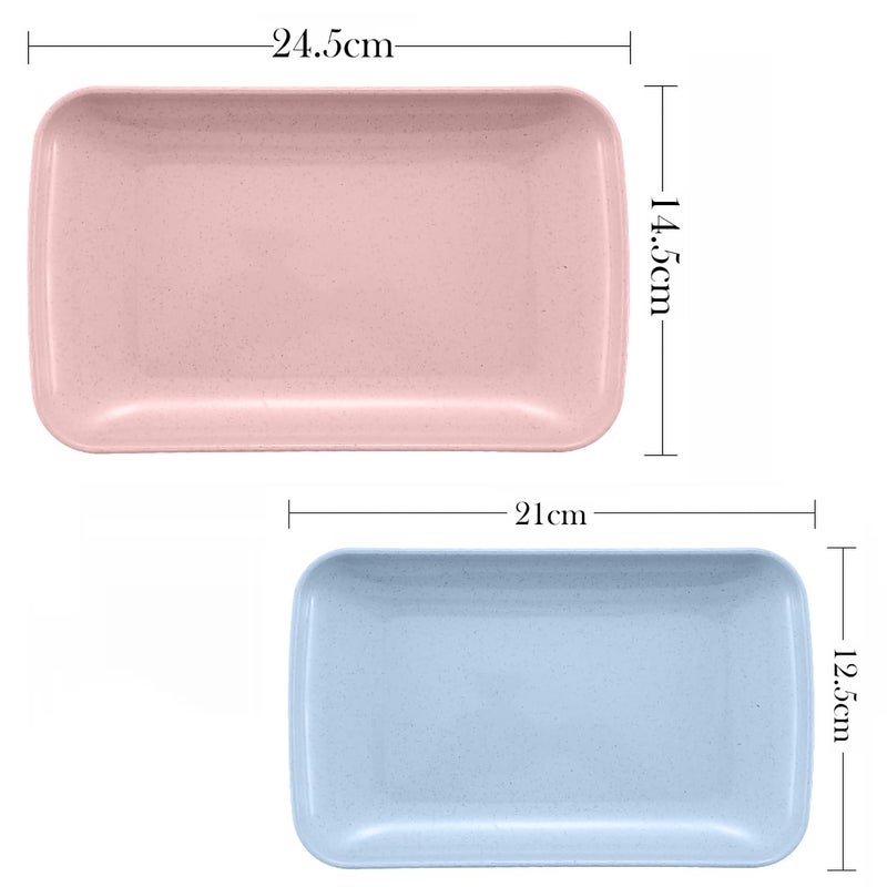 Oicia Wheat Straw Plates Dessert Plates Set Salad Modern Appetizer Plates Appetizer Plate Salad Plate Snacks Plates Microwave & Dishwasher Safe Dinner Plates (Big+Small, Random Color, Set of 2) - Image 2