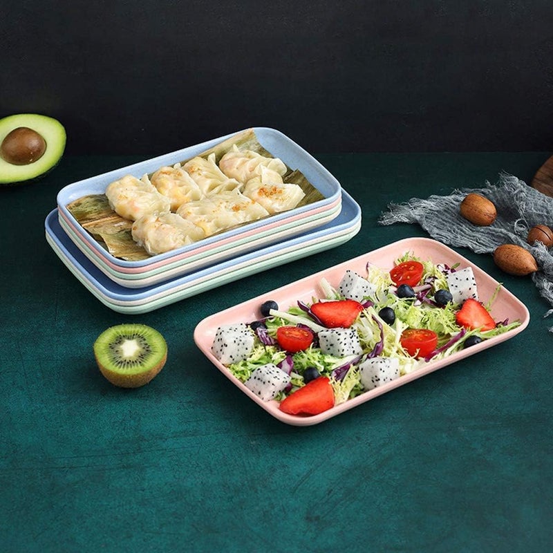 Oicia Wheat Straw Plates Dessert Plates Set Salad Modern Appetizer Plates Appetizer Plate Salad Plate Snacks Plates Microwave & Dishwasher Safe Dinner Plates (Big+Small, Random Color, Set of 2) - Image 3