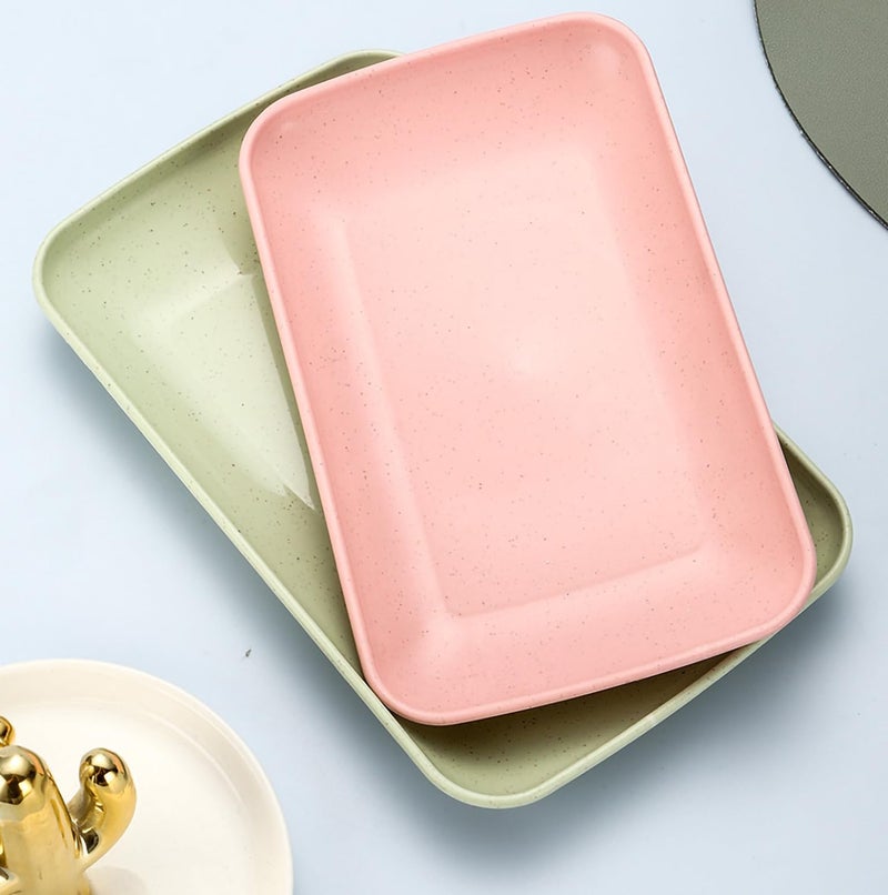 Oicia Wheat Straw Plates Dessert Plates Set Salad Modern Appetizer Plates Appetizer Plate Salad Plate Snacks Plates Microwave & Dishwasher Safe Dinner Plates (Big+Small, Random Color, Set of 2) - Image 1