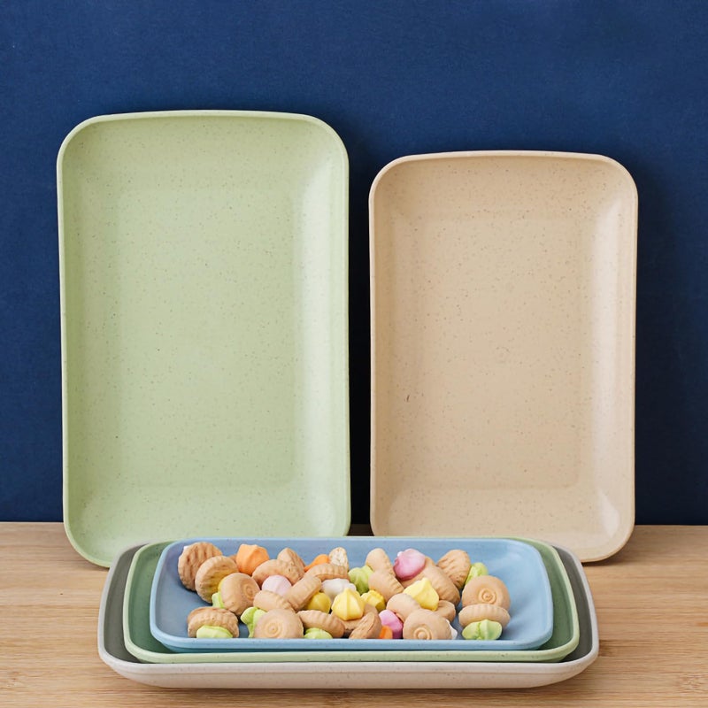 Oicia Wheat Straw Plates Dessert Plates Set Salad Modern Appetizer Plates Appetizer Plate Salad Plate Snacks Plates Microwave & Dishwasher Safe Dinner Plates (Big+Small, Random Color, Set of 2) - Image 5