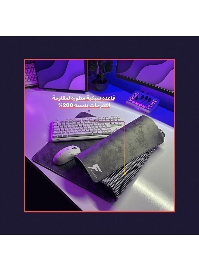 فورس اكس سجادة ماوس Forcex Signature Gray المقاومة للماء - سجادة موسعة غير قابلة للانزلاق للاعبين، سطح دقيق، تصميم متين. - Image 4