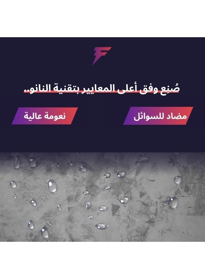 فورس اكس سجادة ماوس Forcex Signature Gray المقاومة للماء - سجادة موسعة غير قابلة للانزلاق للاعبين، سطح دقيق، تصميم متين. - Image 3