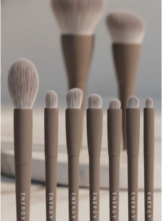 Energy Tao Series 10-Piece Professional Makeup Brush Set – Premium Nano-Fiber Bionic Bristles, Matte Finish Handles in Indigo Blue/Terracotta, Complete Kit for Face & Eyes - Image 4