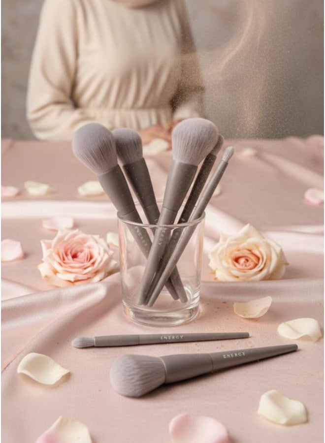 Energy Tao Series 10-Piece Professional Makeup Brush Set – Premium Nano-Fiber Bionic Bristles, Matte Finish Handles in Indigo Blue/Terracotta, Complete Kit for Face & Eyes - Image 5