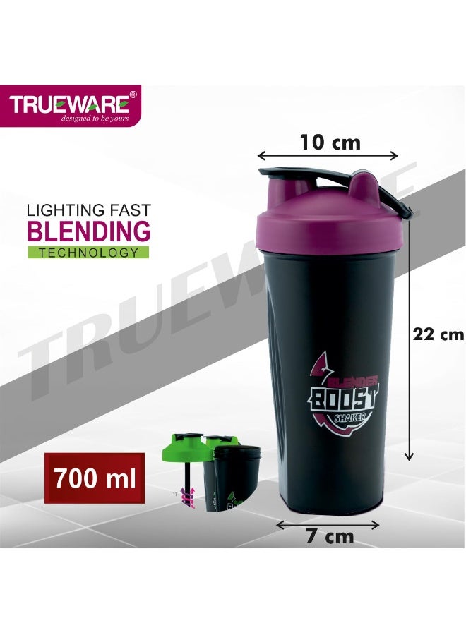 Trueware Blender Boost Gym Shaker With Lighting Fast Blending Technology | Plastic | 700 ML  | Leak Proof | Ideal for Protein | Preworkout and BCAAs | Ideal Workout Blender for Fitness Lovers - Image 4