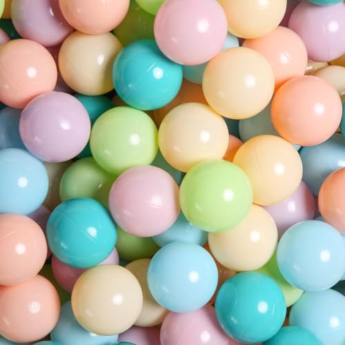 Gogoso كرات حوض الكرة من جوجوسو للأطفال خالية من الفثالات وخالية من BPA وغير سامة ومضادة للكسر من البلاستيك الناعم كرات اللعب للأطفال في خيمة الأشكال وحوض السباحة وبيت اللعب وحواجز الحفلات 100 قطعة باللون الأخضر والأزرق والوردي والبنفسجي والبيج - Image 1