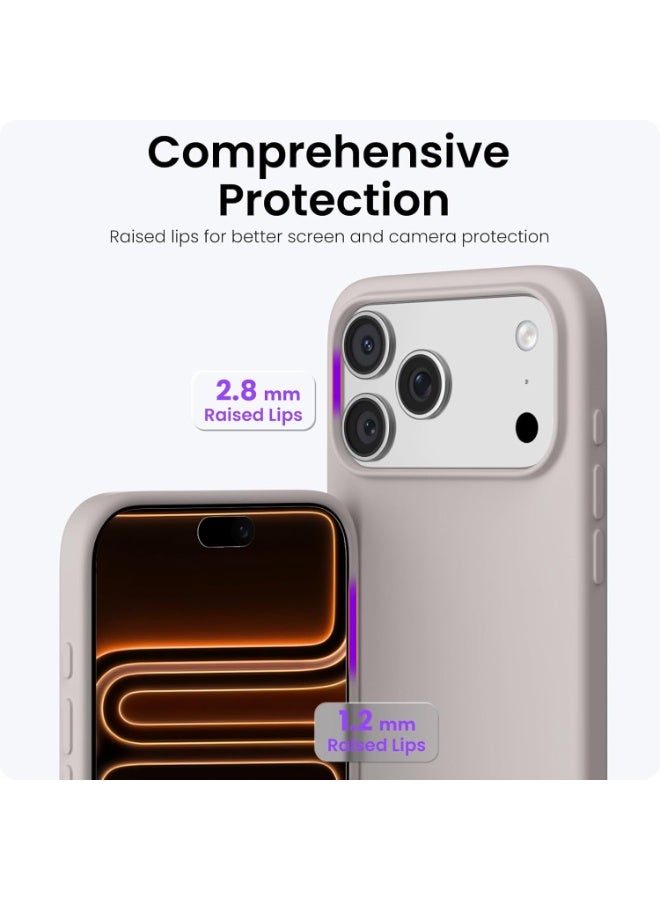 أكاليكس جراب سيليكون متوافق مع iPhone 17 Pro Max، جراب هاتف سيليكون سائل رفيع مع مصد مطاطي ناعم مقاوم للصدمات مكون من 3 طبقات مع بطانة من مادة TPU (حجري) - Image 3