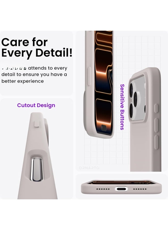 أكاليكس جراب سيليكون متوافق مع iPhone 17 Pro Max، جراب هاتف سيليكون سائل رفيع مع مصد مطاطي ناعم مقاوم للصدمات مكون من 3 طبقات مع بطانة من مادة TPU (حجري) - Image 5