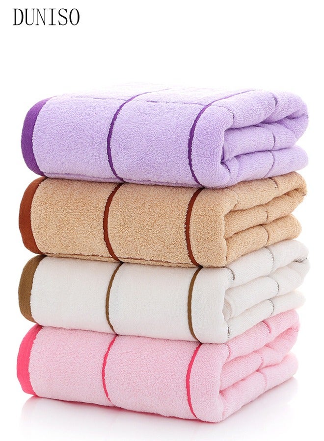 DUNISO مناشف قطنية نقية 100%، مناشف حمام للاستخدام اليومي، مناشف ماصة سريعة الجفاف، مناشف فاخرة ومريحة وناعمة للغاية، مناشف حمام أنيقة (70 سم × 140 سم، وردي) - Image 3
