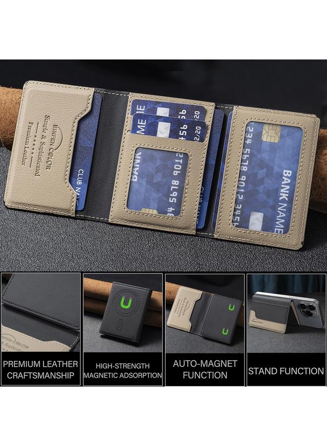 اس-توب حافظة بطاقات جلدية أفقية مغناطيسية متوافقة مع الألوان - Image 5