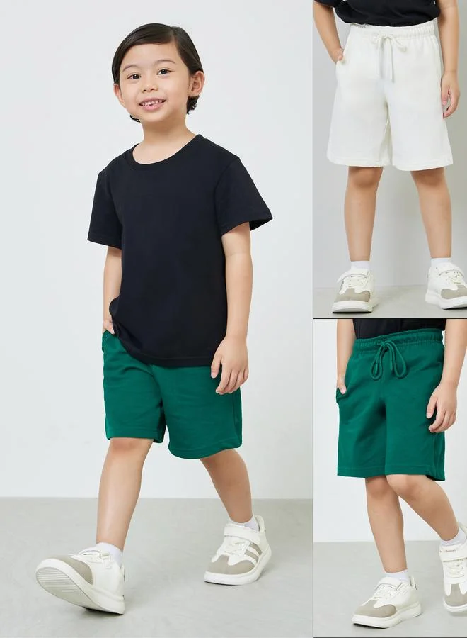 ستايلي Boys Pack Of 2 - Cotton Knitted Drawstring Shorts