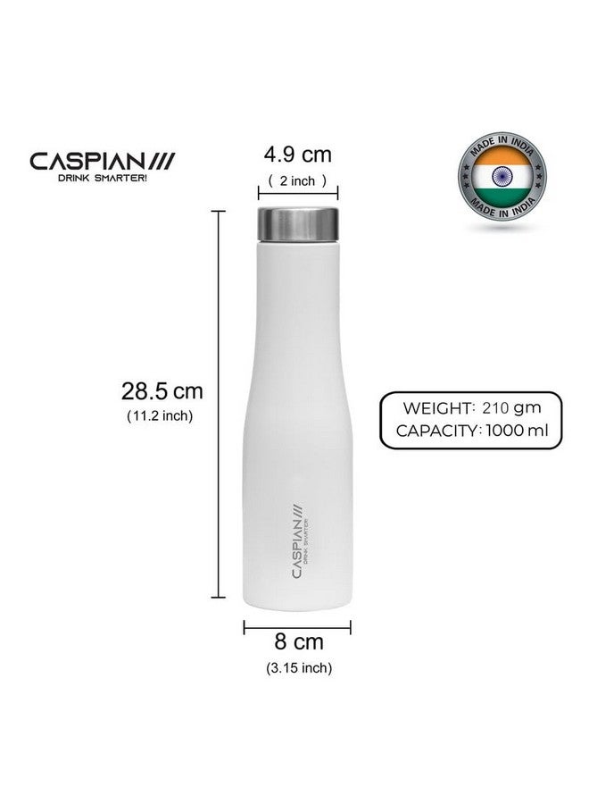 CASPIAN /// Aqua Stainless Steel Water Bottle (Blue, White& Green, 1 Litre, Set of 6)| Leak Proof Thunder for Fridge Home Office Travel School Kids Boys Girls Adults Sports Gym Yoga - Image 5