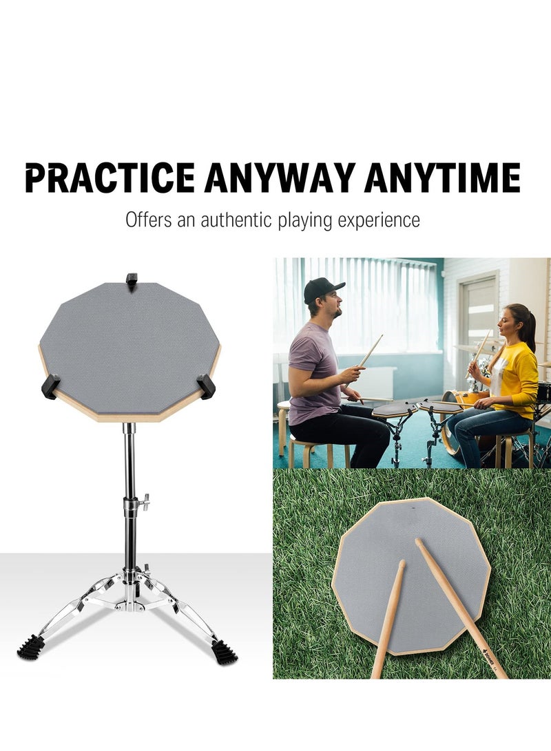 طبلة ممارسة وسادة 8 بوصة كتم ممارسة وسادة طبلة مزدوجة الجانب - رمادي - Image 3