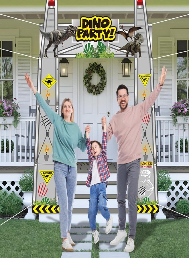 Animsco Dinosaur Themed Birthday Party Porch Banner Dino Party Door Decoration for Dinosaur Door Banner Hanging Supplies Dino Backdrop Jungle Safari Birthday Photo Booth Props - Image 3
