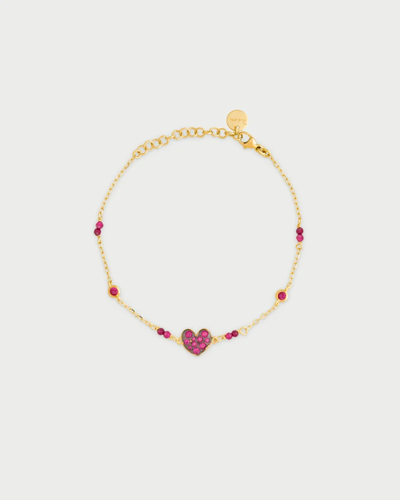 Rue Des Mill Chain bracelet with pav√© colored bezels - STARDUST TEN - Red