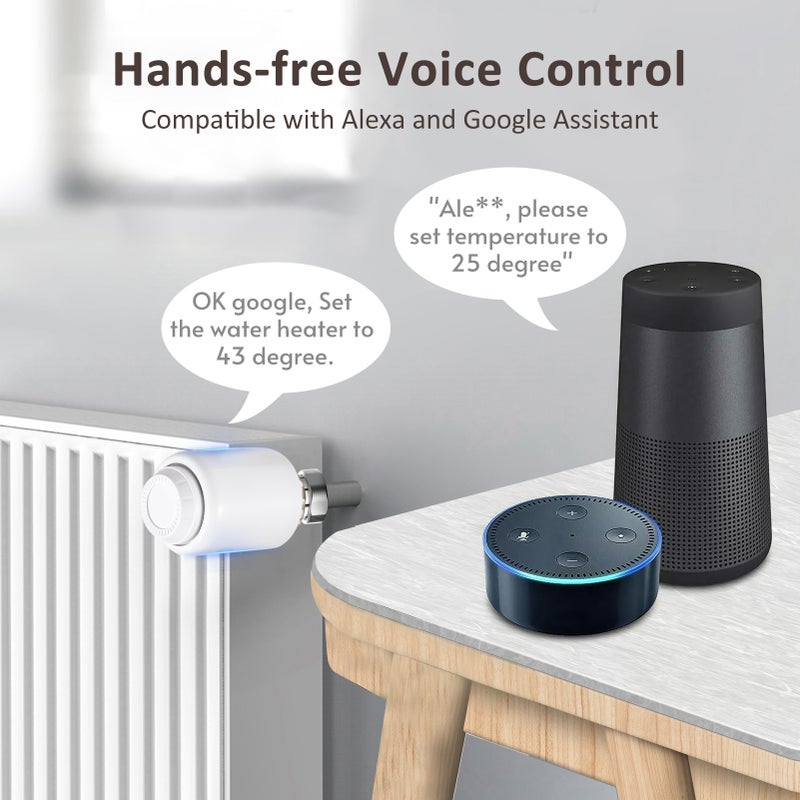 ZigBee Thermostatic Radiator Valve Programmable Smart Radiator Thermostat APP Control Voice Control Compatible with Google Assistant Window Opened Detection Anti Freezing Function - Image 2