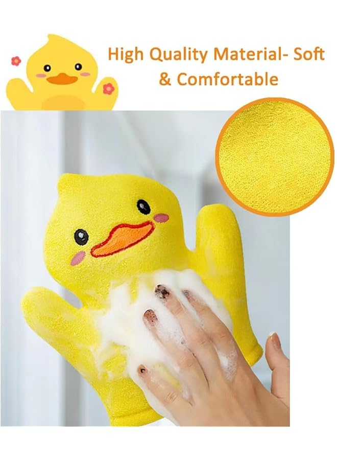 X spring Baby Bath Mitt 3 Pcs Soft Wash Gloves With Cute Animal Designs (Duck Frog Bear) Perfect Baby Shower Gift Set Bath Sponge Gentle Cleansing Mittens For Newborns & Toddlers - Image 3