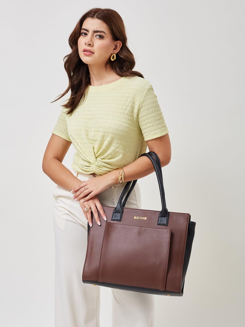 Fargo Amara Vegan Leather Tote Bag for Women | Laptop Compartment, RFID Pockets, YKK Zipper, Large Office Handbag | Shoulder Bag for College & Daily Use | Made in India (Maroon) - Image 2