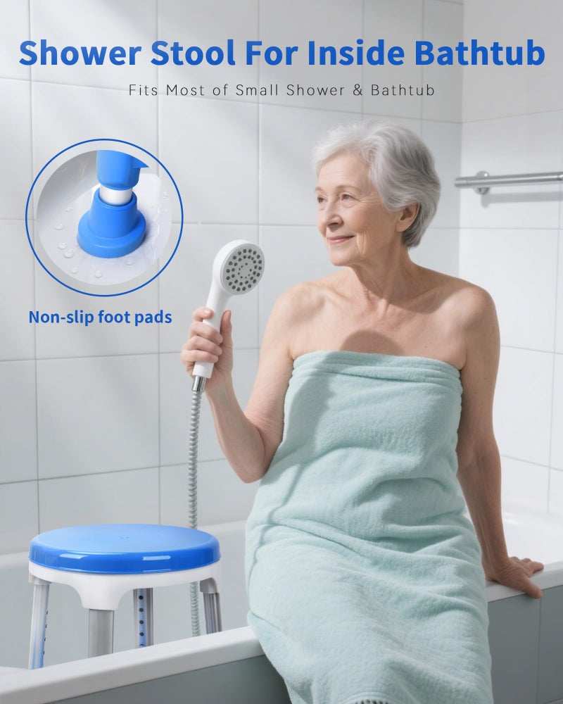 Sangohe Shower Chair for Inside Shower, 360 Swivel Shower Stool, Height Adjustable Shower Stool for Elderly and Disabled, 400 lbs Heavy Duty Shower Seat for Seniors, 797E - Image 5
