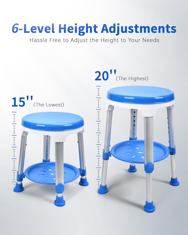 Sangohe Shower Chair for Inside Shower, 360 Swivel Shower Stool, Height Adjustable Shower Stool for Elderly and Disabled, 400 lbs Heavy Duty Shower Seat for Seniors, 797E - Image 4