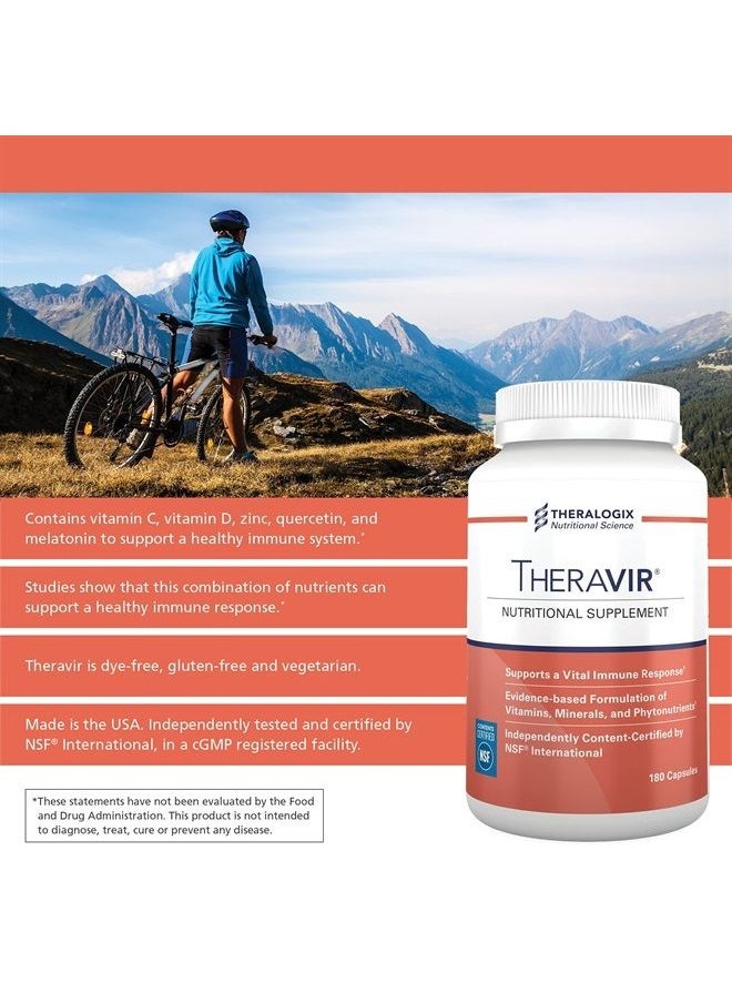 Theralogix - Theravir Immune Support Supplement | Quercetin, Zinc, Vitamin C, D & Melatonin | 90 Day Supply | Manufactured in The USA - Image 1