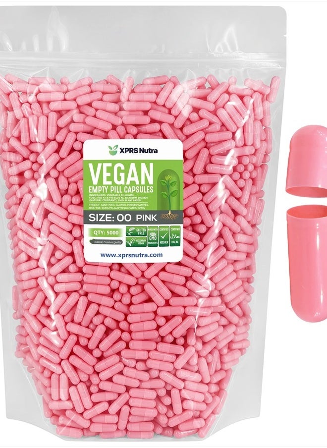 XPRS Nutra - Size 00 Empty Capsules - 5000 Count Empty Vegan Capsules - Vegetarian Empty Pill Capsules- DIY Vegetable Capsule Filling- Veggie Pill Capsules Empty Caps (Pink) - Image 1