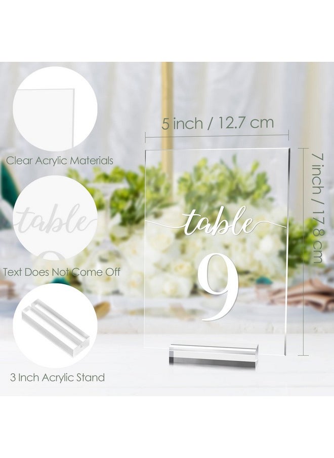 JINMURY JINMURY Wedding Table Numbers 1-15 with Stands, 5x7 Inch Clear Acrylic Table Numbers Printed Calligraphy Font, Acrylic Sign Wedding Table Numbers with Holder for Wedding Party Reception  - Image 2