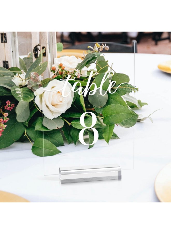 JINMURY JINMURY Wedding Table Numbers 1-15 with Stands, 5x7 Inch Clear Acrylic Table Numbers Printed Calligraphy Font, Acrylic Sign Wedding Table Numbers with Holder for Wedding Party Reception  - Image 4
