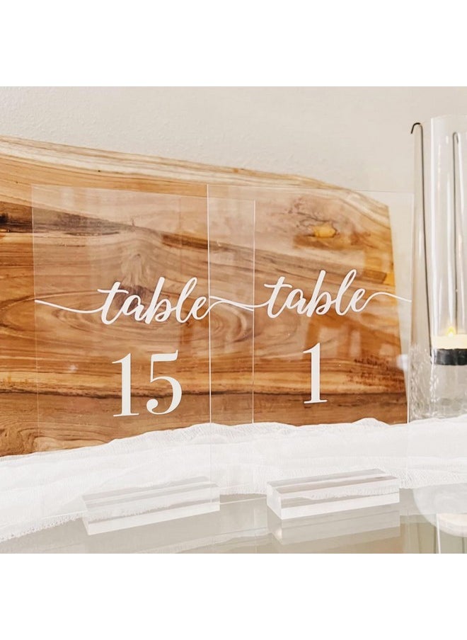 JINMURY JINMURY Wedding Table Numbers 1-15 with Stands, 5x7 Inch Clear Acrylic Table Numbers Printed Calligraphy Font, Acrylic Sign Wedding Table Numbers with Holder for Wedding Party Reception  - Image 3