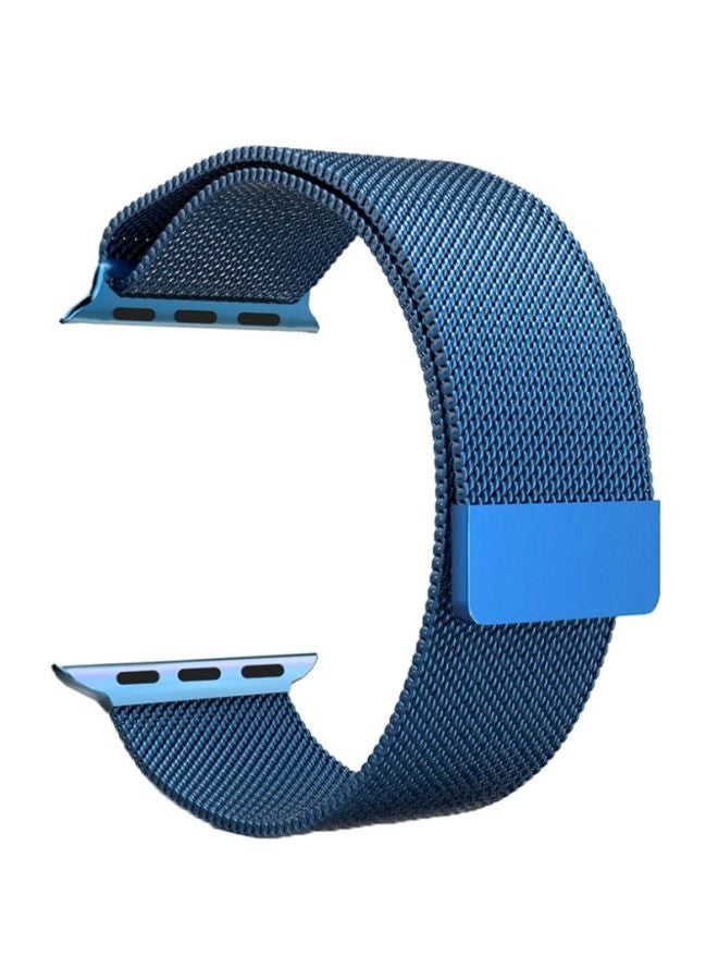 سوار ميلانيز شبكي من الستانلس ستيل لساعة أبل مقاس 42/44/45 مم أزرق - Image 1