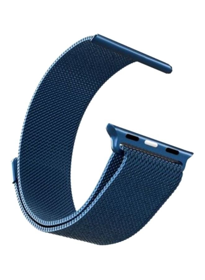 سوار ميلانيز شبكي من الستانلس ستيل لساعة أبل مقاس 42/44/45 مم أزرق - Image 2