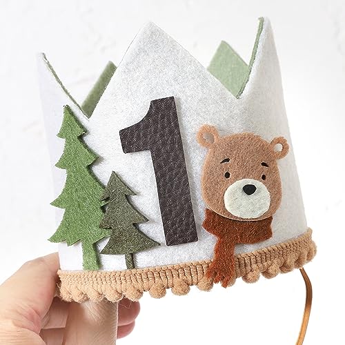 Agkvw One Happy Camper Teddy Bear 1st Birthday Hat, Woodland Camping Decor for Boys - Image 5