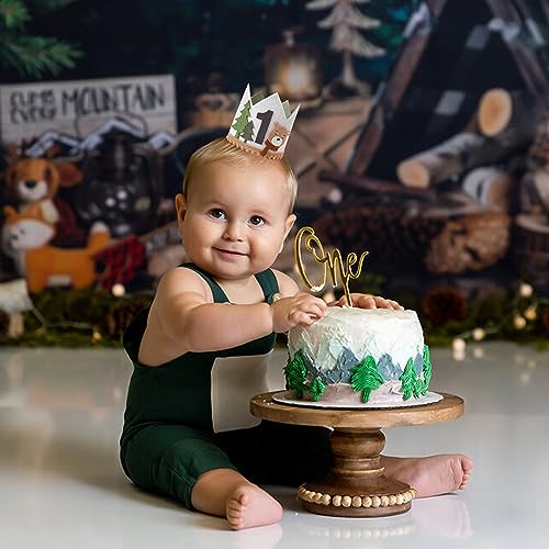 Agkvw One Happy Camper Teddy Bear 1st Birthday Hat, Woodland Camping Decor for Boys - Image 4