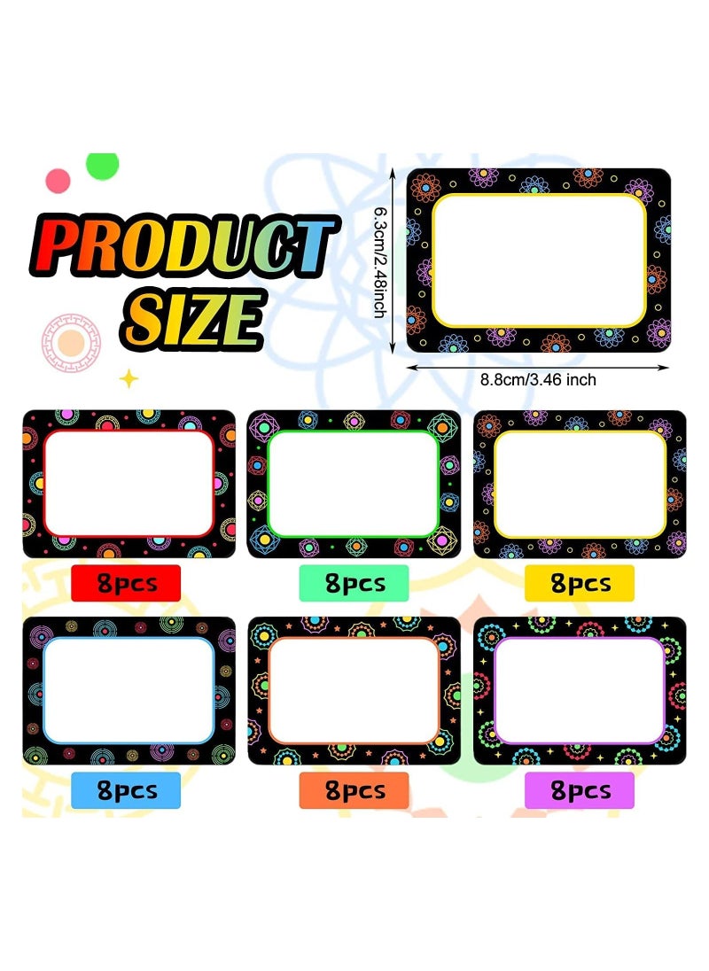 Generic Name Tag Name Labels Dotted Design on Black, 48 Self Adhesive Name Tag for School Discs, Bulletin Boards, Scrapbooks and Gift Sticker Supplies Print Up to Date Egypt 01222143812  - Image 1