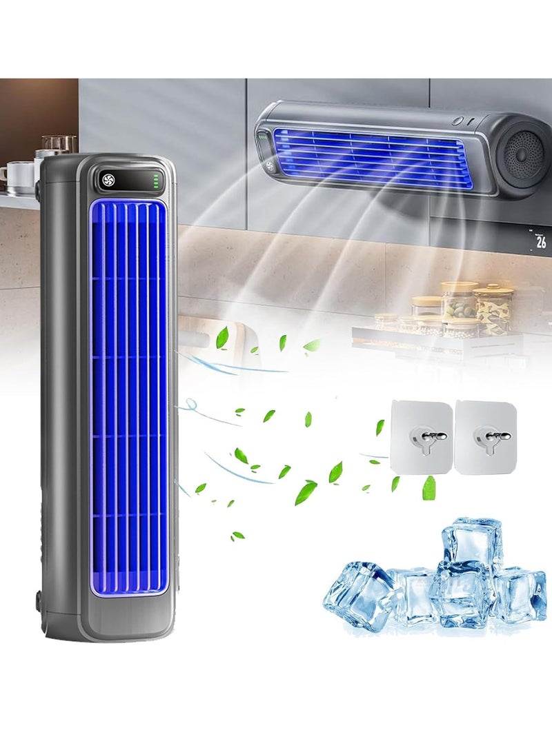 إكسفور مكيف هواء محمول، مروحة تبريد هادئة مع 3 سرعات، شاشة LED تعمل باللمس، قابلة للشحن، عمر بطارية طويل الأمد 24 ساعة (رمادي) - Image 1