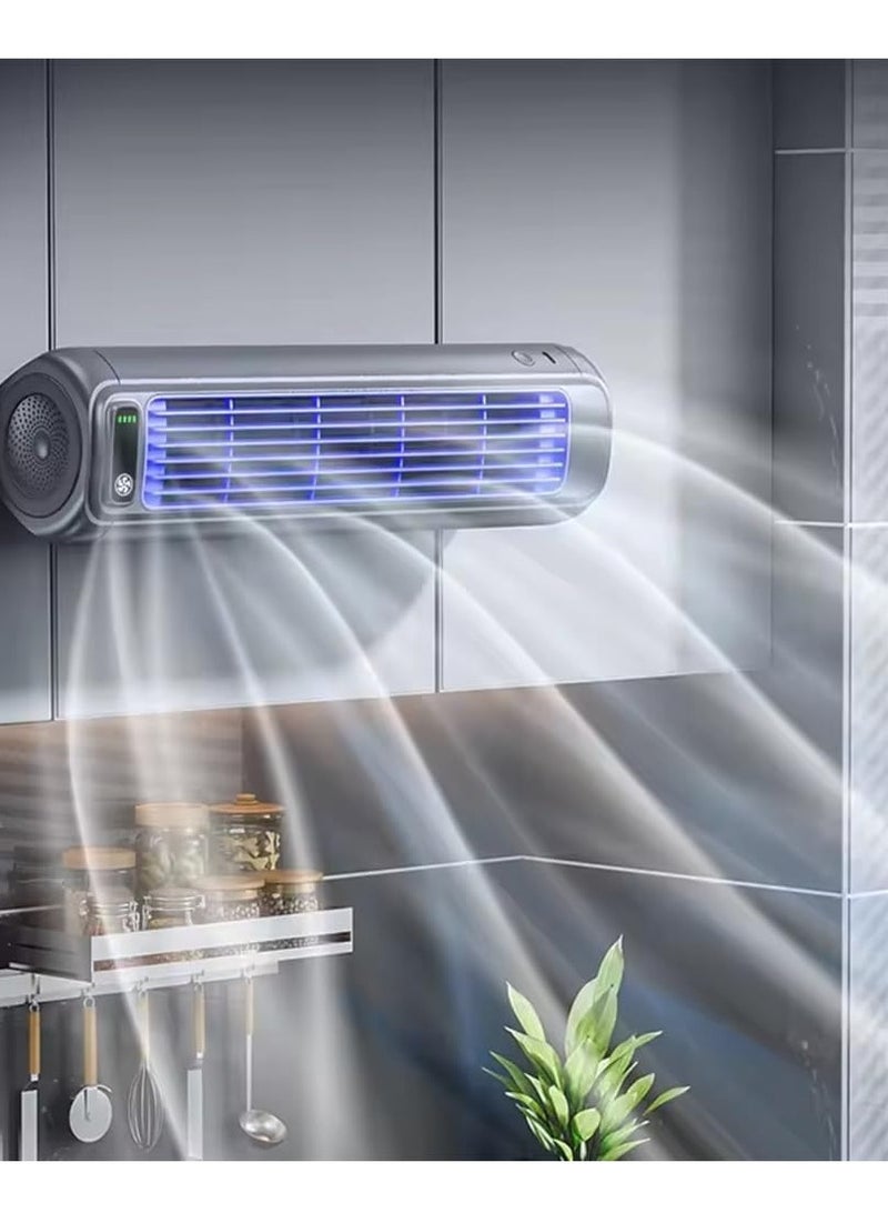 إكسفور مكيف هواء محمول، مروحة تبريد هادئة مع 3 سرعات، شاشة LED تعمل باللمس، قابلة للشحن، عمر بطارية طويل الأمد 24 ساعة (رمادي) - Image 2